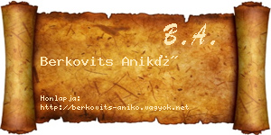 Berkovits Anikó névjegykártya